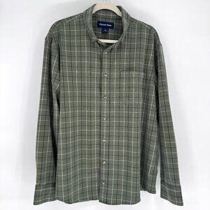 Mizzen+Main City Classic Fit Stretch Flannel Button-Down Shirt Olive Green Plaid